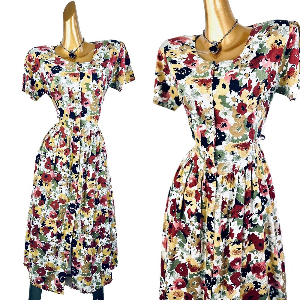 Vintage 90s grunge dress floral boho cottagecore dress prairie peasant sundress